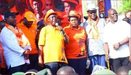 ODM leader Oburu Oginga addressing ODM supporters in Mombasa.